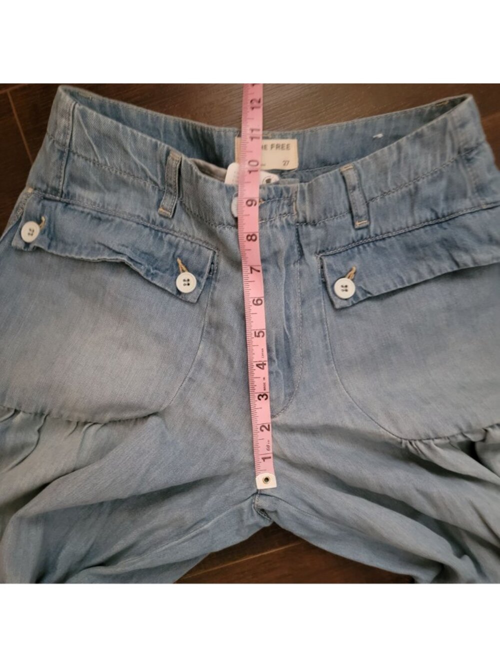 Free People Light Blue Wide Leg Drawstring Hem Jeans - Picture 6 of 8